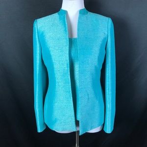 Kasper Blazer Cami Set Size 4 Blue Green Shimmer